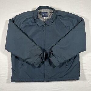Vintage Manhattan Jacket Mens 2XL Blue Sherpa Lined Full Zip Bomber USA Made 80s